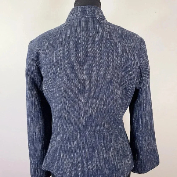 Banana Republic Cotton Tweed Heatherd Blue Military Jacket - Picture 3 of 16